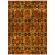 8' X 10' Orange And Rust Floral Medallion Washable Indoor Outdoor Area Rug