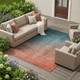 10' X 14' Gray and Red Orange Ombre Washable Non Skid Indoor Outdoor Area Rug