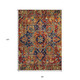8' X 10' Red Orange And Blue Oriental Washable Indoor Outdoor Area Rug