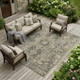 8' X 10' Taupe and Dark Taupe Oriental Washable Non Skid Indoor Outdoor Area Rug