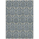 3' X 5' Blue and Cream Damask Washable Non Skid Indoor Outdoor Area Rug