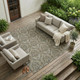 8' X 10' Taupe and Beige Damask Washable Non Skid Indoor Outdoor Area Rug