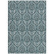 10' X 14' Teal Damask Washable Non Skid Indoor Outdoor Area Rug