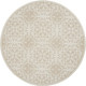 5' Beige and Ivory Floral Non Skid Round Rug