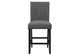Set of Two 26" Gray and Black Wood and Fabric Counter Height Bar Chairs