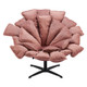 42" Pink And Black Velvet And Upholstered Swivel Side Chair
