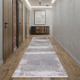 10' Gray Abstract Power Loom Runner Rug With Fringe