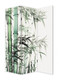 72" Green And White Canvas Folding Three Panel Screen Room Divider