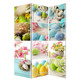 72" Yellow and White Canvas Folding Three Panel Screen Room Divider