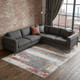 13' X 20' Gray Blue and Red Abstract Power Loom Area Rug With Fringe