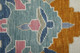 6' X 9' Blue Ivory and Pink Wool Floral Hand Knotted Area Rug With Fringe