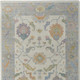 4' X 6' Gray Ivory and Orange Wool Floral Hand Knotted Area Rug With Fringe