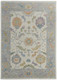 8' X 10' Gray Ivory and Orange Wool Floral Hand Knotted Area Rug With Fringe