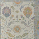 2' X 3' Gray Ivory and Orange Wool Floral Hand Knotted Area Rug With Fringe