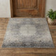 2' X 3' Tan and Gray Oriental Power Loom Worn Faded Area Rug