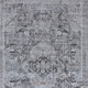 4' X 5' Gray and Silver Oriental Power Loom Worn Faded Area Rug