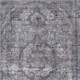 8' X 10' Gray and Silver Oriental Power Loom Worn Faded Area Rug