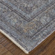 12' X 15' Gray and Silver Oriental Power Loom Worn Faded Area Rug