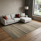 6' X 9' Tan Blue and Orange Striped Hand Knotted Area Rug