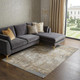 8' X 10' Ivory Gray and Brown Abstract Power Loom Worn Faded Area Rug