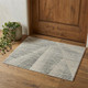 3' X 5' Ivory and Gray Abstract Hand Knotted Worn Faded Area Rug