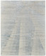 9' X 13' Blue Ivory And Silver Abstract Hand Knotted Distressed Area Rug