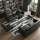 8' X 10' Black and Gray Abstract Hand Woven Area Rug