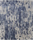 10' X 14' Blue and Ivory Abstract Hand Woven Worn Faded Area Rug