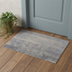 2' X 3' Gray Ivory and Blue Abstract Hand Woven Worn Faded Area Rug