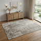 4' X 6' Gray and Ivory Abstract Hand Woven Worn Faded Area Rug