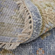 3' X 5' Green Blue and Yellow Wool Geometric Hand Knotted Area Rug With Fringe