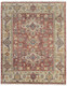 2' X 3' Ivory Red and Gold Wool Oriental Hand Knotted Area Rug With Fringe