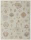 8' X 12' Ivory Tan and Gray Wool Floral Hand Knotted Area Rug