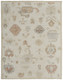 2' X 3' Ivory Tan and Gray Wool Floral Hand Knotted Area Rug