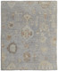 6' X 9' Gray and Blue Wool Floral Hand Knotted Area Rug