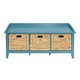 43" Teal Blue Solid Wood Storage Bench with Drawers