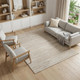 6' X 9' Ivory Abstract Hand Woven Worn Faded Area Rug