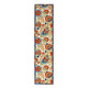 12' Green And Ivory Floral Indoor Outdoor Runner Rug