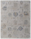 9' X 13' Ivory Taupe and Blue Floral Power Loom Worn Faded Area Rug With Fringe