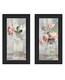 Set Of Two Cottage Peach Rose Black Framed Wall Art