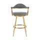 26" Gray and Gold Fabric and Stainless Steel Counter Height Swivel Bar Chair