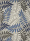 7' X 10' Blue And Gray Round Floral Indoor Outdoor Area Rug