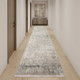 3' X 10' Gray Ivory And Brown Medallion Runner Rug With Fringe