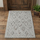 2' X 3' Gray Ivory And Rust Wool Geometric Hand Hooked Area Rug