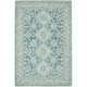 8' X 10' Aqua And Ivory Wool Oriental Hand Hooked Area Rug