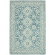 8' X 11' Aqua And Ivory Wool Oriental Hand Hooked Area Rug