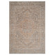 4' X 6' Blue And Sand Floral Medallion Area Rug With Fringe