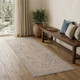 3' X 6' Blue And Sand Floral Medallion Runner Rug With Fringe