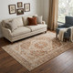 5' X 7' Sand And Brown Floral Medallion Area Rug With Fringe