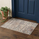 2' X 3' Gray Ivory And Brick Red Abstract Area Rug With Fringe